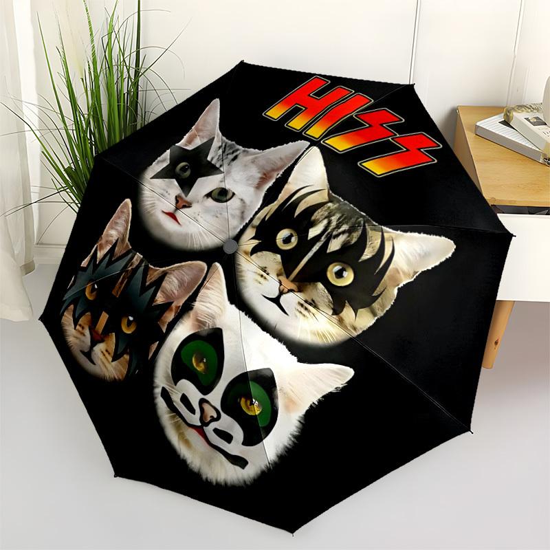 1pc KISS Band Windproof Automatic Umbrella, Portable Folding Design, Lightweight for Women/Men239