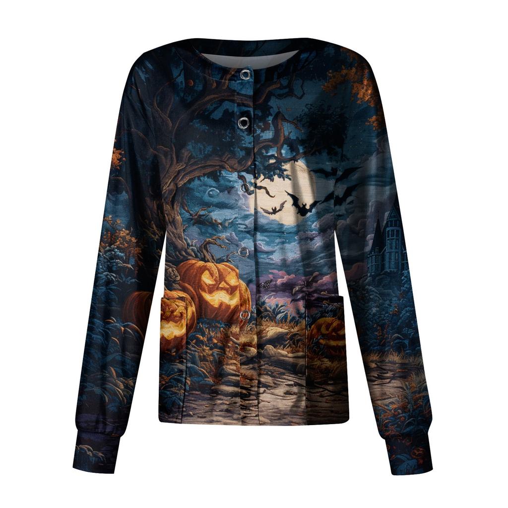 Women's Casual Long Sleeve Single Breasted  Printed Dry-nurse Top