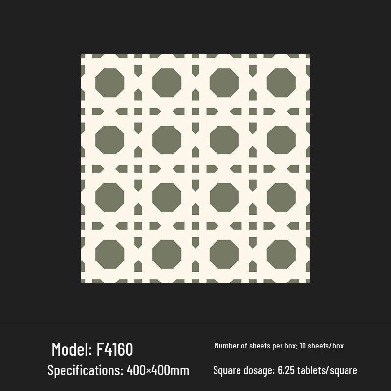 400x400 Zelená francouzská retro dlaždice s malým květinovým vzorem pro kuchyň, koupelnu, balkon a podlahu