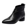 New spring and autumn thick heel short boots women's medium heel soft leather shoes comfortable single boots pointed small ankle boots mother shoes