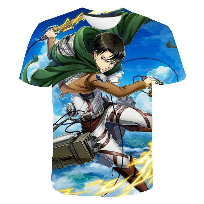 Fashion Attack on Titan 3D Printed T-Shirt, Anime Graphic Tee, Lightweight Polyester Breathable Casual Streetwear Clothes