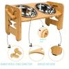 6 Gears Adjustable Pet Bowl Stand Bamboo Double Dog Cat Food Water Bowl Elevated Feeder for Small Medium Large Dogs Cats