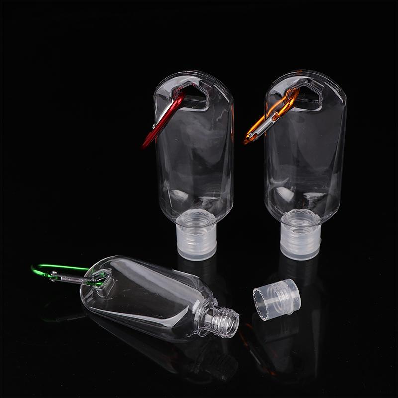 30/50/60Ml Empty Portable Bottle With Carabiner Hook Outdoor Travel Hand Sanitizer Reusable Plastic Squeeze Bottles Storage Tool