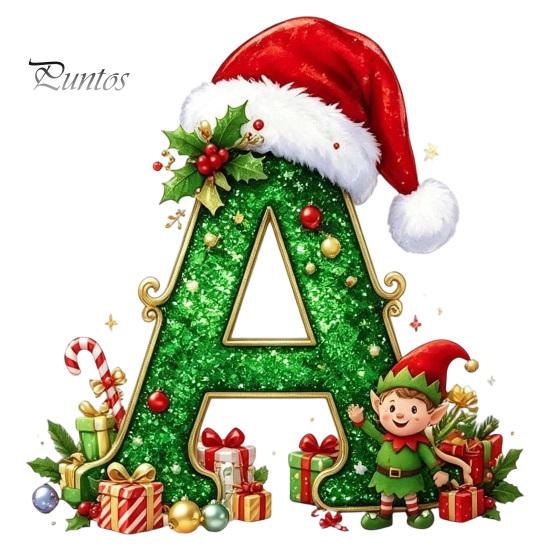 Santa Hat Letter Tree Pendant 26 Alphabet Christmas Ornament, Personalized Letters Acrylic Hanging Decoration with Festive Elf Pattern Initial