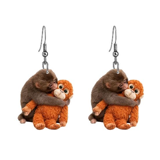 

1 Pair Acrylic Monkey Dangle Earrings 2D Flat Monkey Hook Earrings Hypoallergenic Women Animal Drop Earrings Fashion Jewelry Fans C