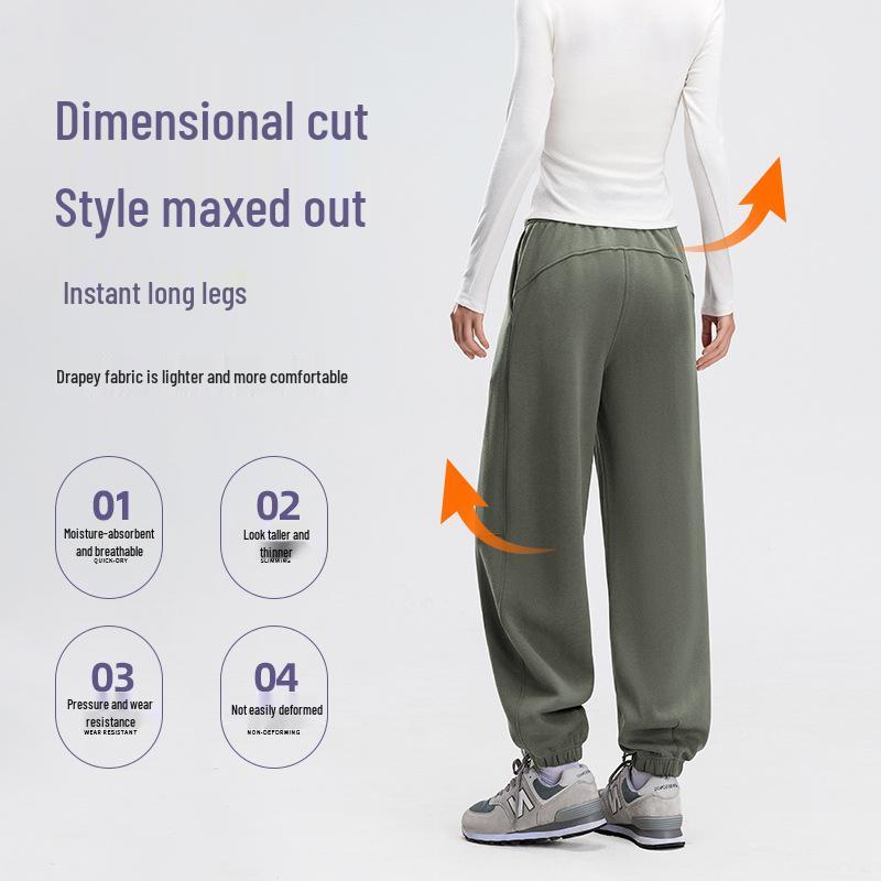 Women's Fleece-Lined Harem Pants: High Waist, Cuffed, Solid Color Sweatpants for Autumn/Winter