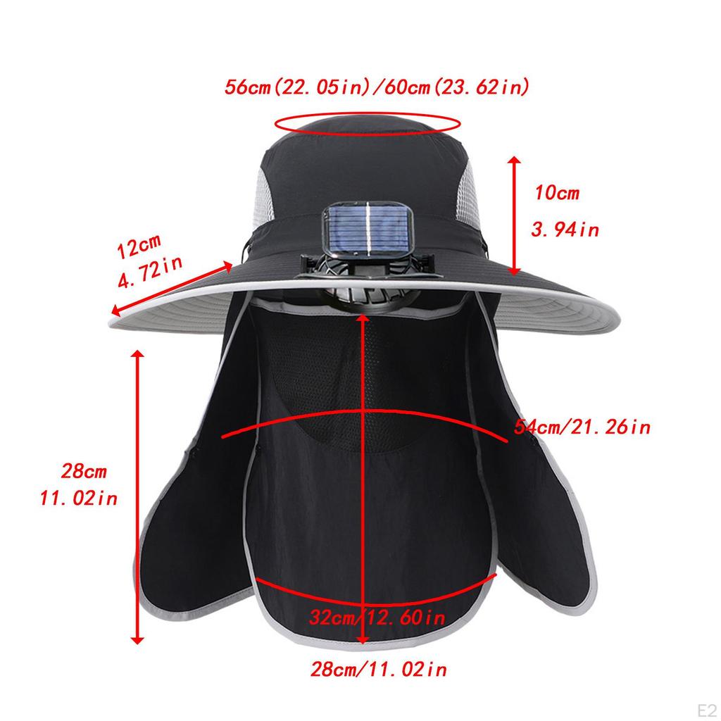 Outdoor Solar Fan Hat Fisherman Lightweight Adjustable Cooling Sun Protection Fishing