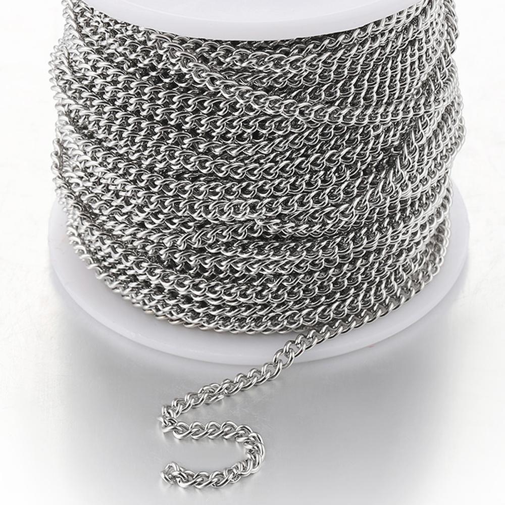 2 Meter lange, flache Gold-Edelstahl-Kabelketten (2,0/2,5/3 mm) – Zubehör für Halsketten, Armbänder und Schmuckherstellung (DIY)