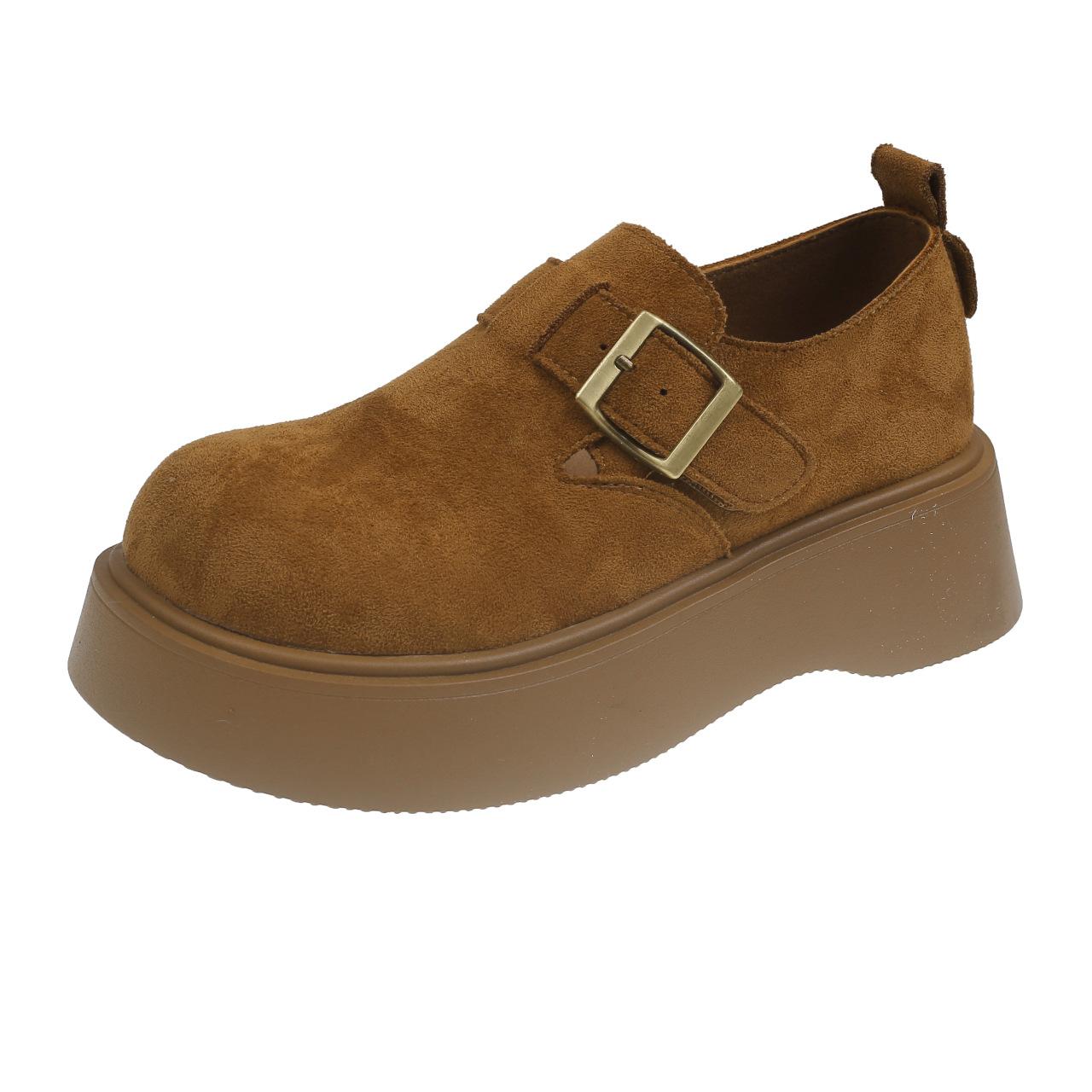 

Женские мокасины на толстой подошве 5 см, весна 2025 г., новые низкие туфли с одной педалью, удобные универсальные женские туфли на плоской подошве 35