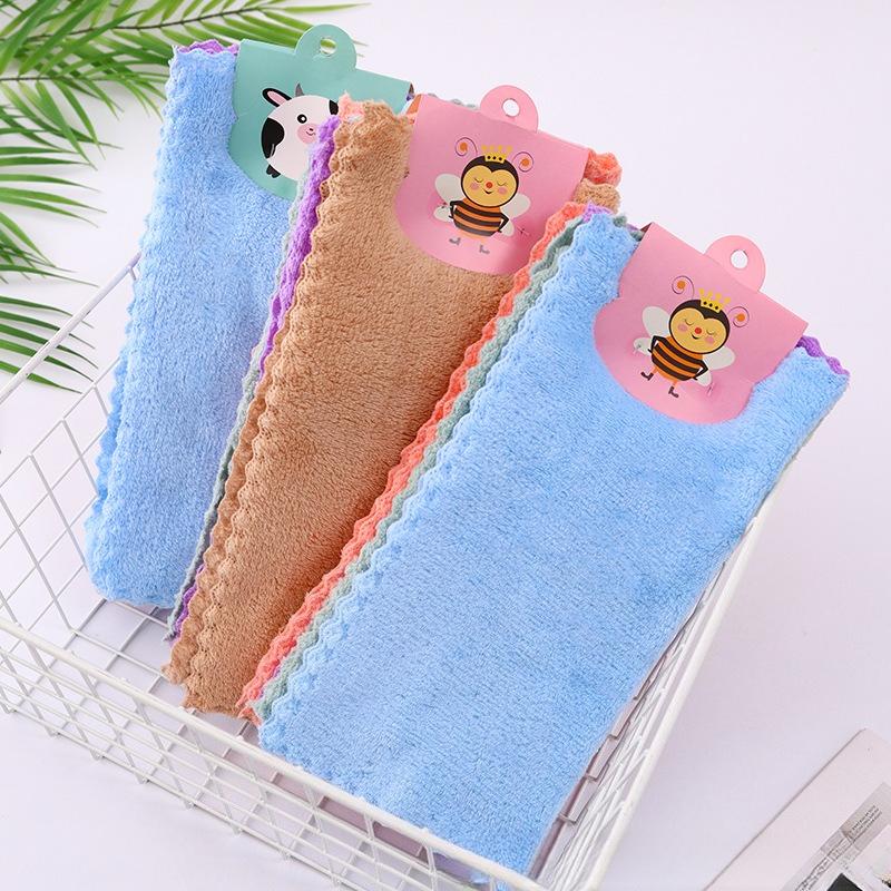 5 Pack Coral Velvet Square Towels Soft Water Absorption Multi-function Dishwashing Hand Cleaning Table Wipping Rag Towel