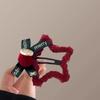Red Star Bow Hair Clip for Women - New Year Headdress, Cute Bangs & Side Clip Hair Accessory