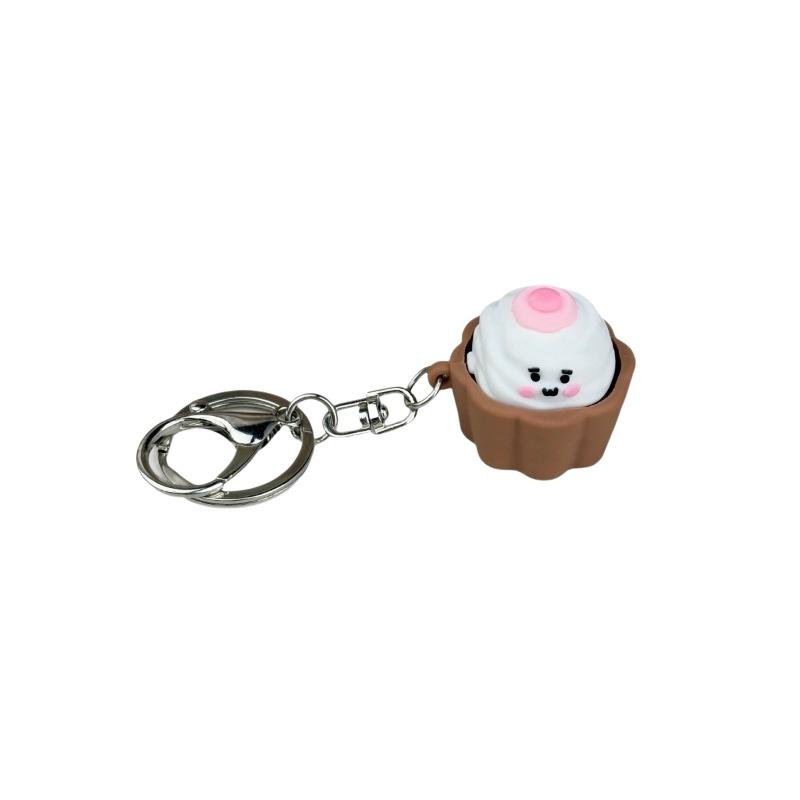 1/2Pcs Food Clicker Keychain Backpack Pendant Creative Gift Mini Cake Button Stress Relief Toy Decompression