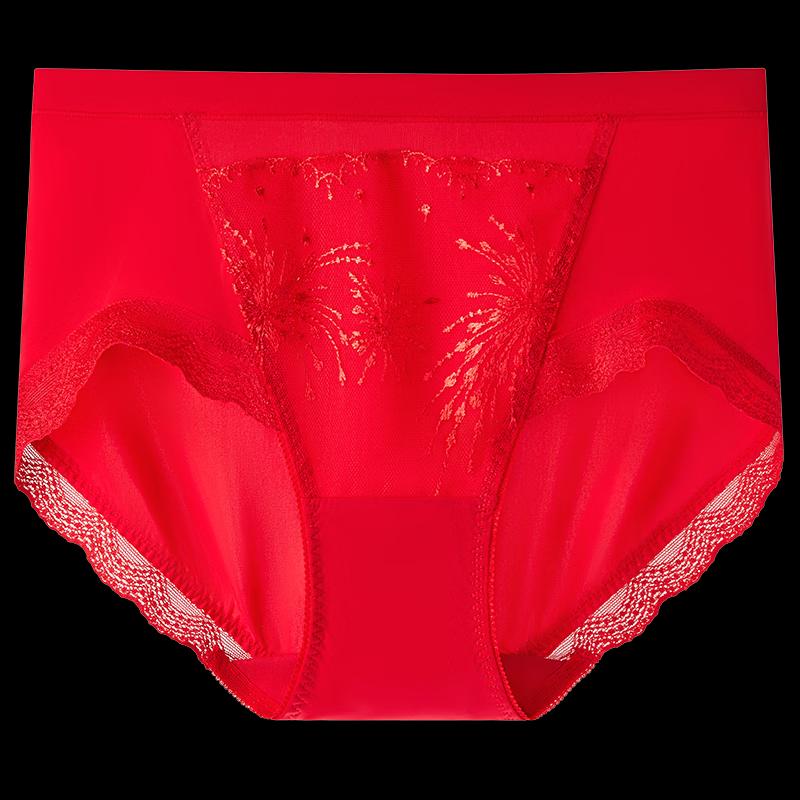 Manifen Lucky Red Lace Mid-Waist Briefs