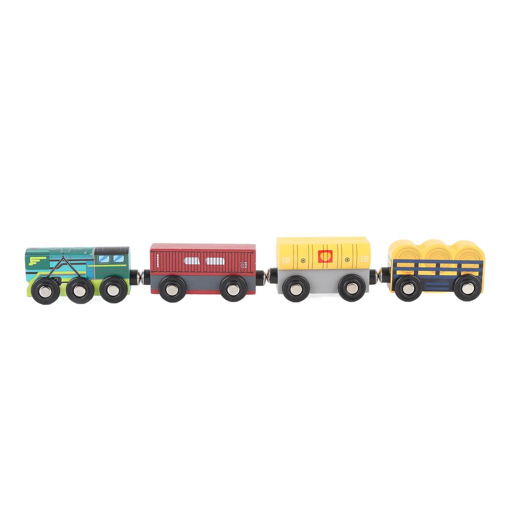4pcs Wooden Train Set Railway Accessories Simulation Toy Train Set for Kids Toddler Over 3 Years Old