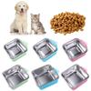 Pig Stainless Steel Plastic Anti-overturning Square Container Dog Crate Bowl Water Feeder Food Dish