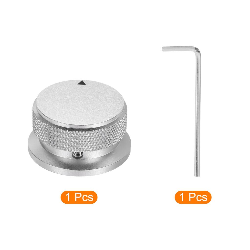 Uxcell Aluminum Potentiometer Universal Volume Tone Control Knob with Arrow Indicator for Guitar and Silver Knob, 1/4" (6mm) Bass, 13/16"