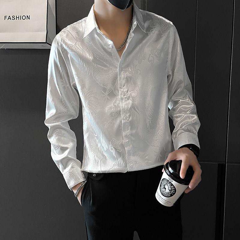 Spring Autumn New Fashion Printing POLO Collar Long Sleeve Blouse Men's Clothing Versatile Loose Thin Style Y2K Shirts