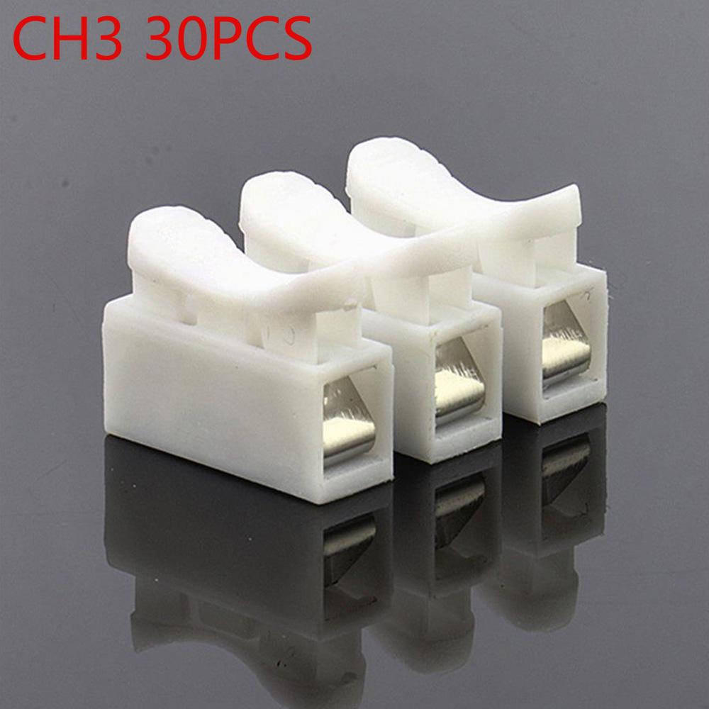 30pcs White Quick No Solding Welding Terminal  Block 2P Cable Wire Connector Spring Clamp No Screw