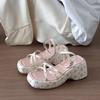Fashion Hot Selling 2025 Summer Women Floral Platform Wedges Heel Female Sandals Fashion Narrow Band Ladies Elegant Gladiator Sandalias