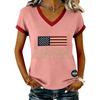 T-shirt a maniche corte con scollo a V con Stampa We the 250 Years of Print Flag Grafica Vestibilità Casual Top da Donna