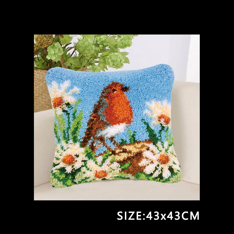 Cartoon Animal Latch Hook Pillow Smyrna Package Hooks Hand Knitted Embroidered Pillow Carpet Embroidery Set Latch Hook Rug Kits