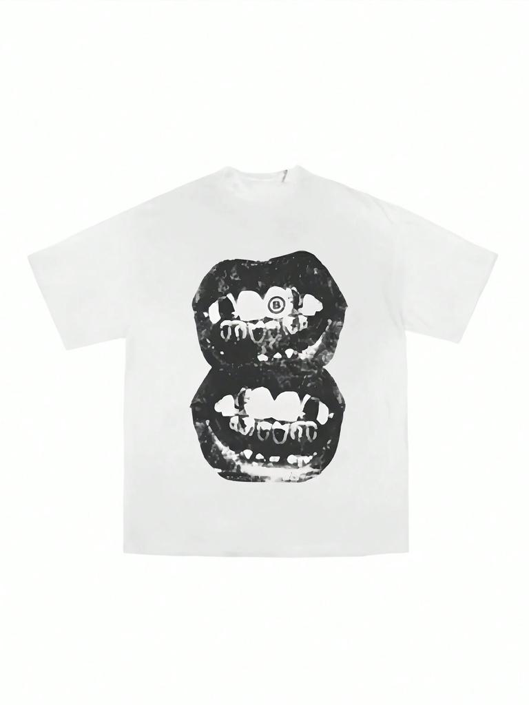 Lippenprint Grafik Unisex Baumwolle Basic T-Shirt Y2k Punk Sommer Mode Marke Rundhals Kurzarm Oberteile Vintage Lässig T-Shirt 3XL