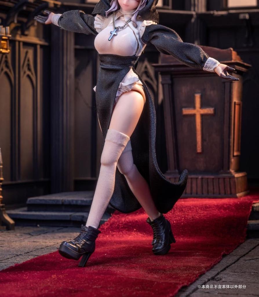 [TOYBARJAPAN] 1/12 Scale Action Figure HASUKI CS017A Sectional Beauty Nun Clothes and Stockings Set (Body, Head, and Shoes Not Included)