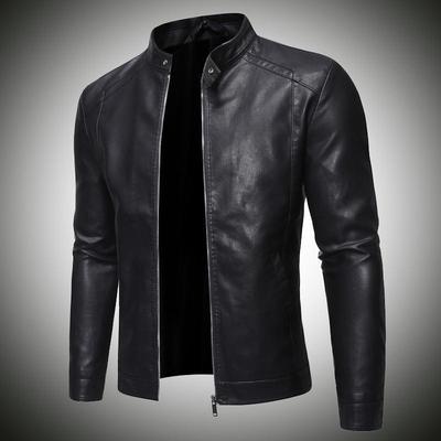 Herren Schwarze Lederjacke Motorradjacke Mode Neue Slim Casual Herren Lederjacke Motorradjacke
