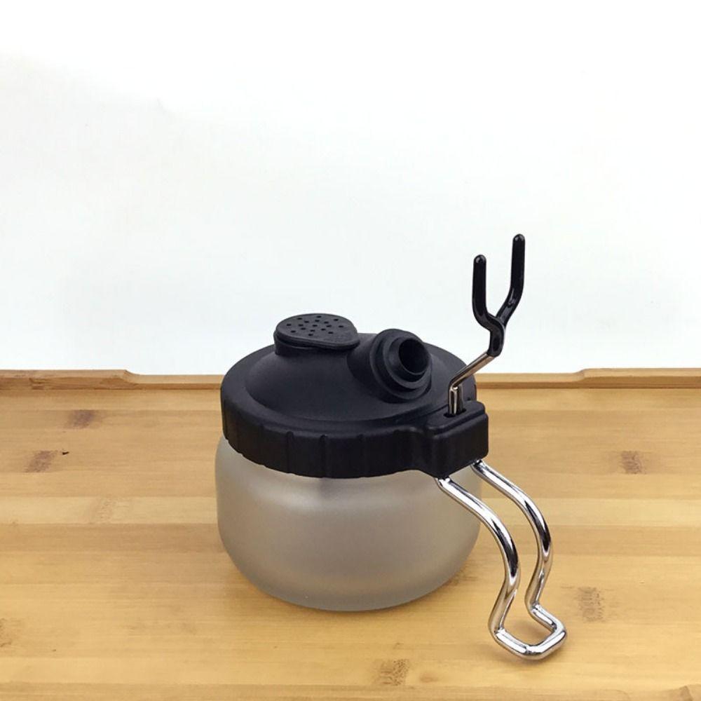 Metal Handle Airbrush Cleaning Jar with Cover Glass Bottle Waste Liquid Collector Modeling