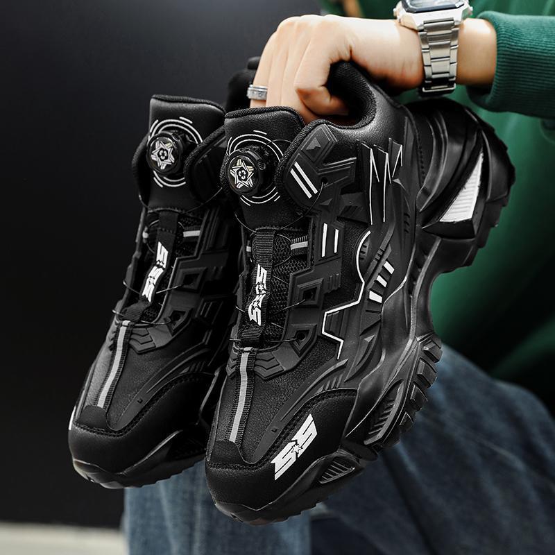 Fashion Men Black Mesh Casual Sports Shoes Breathable Rotating Buckle Sneakers Thick Sole Luxury Tenis Walking Anti-slip Running Shoes