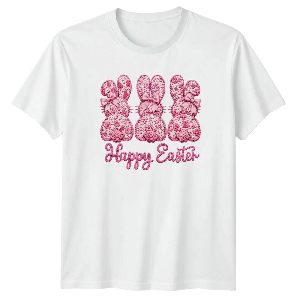 Happy Easter Unisexs TShirt Quilted Bunny Floral Holiday Seasonal S