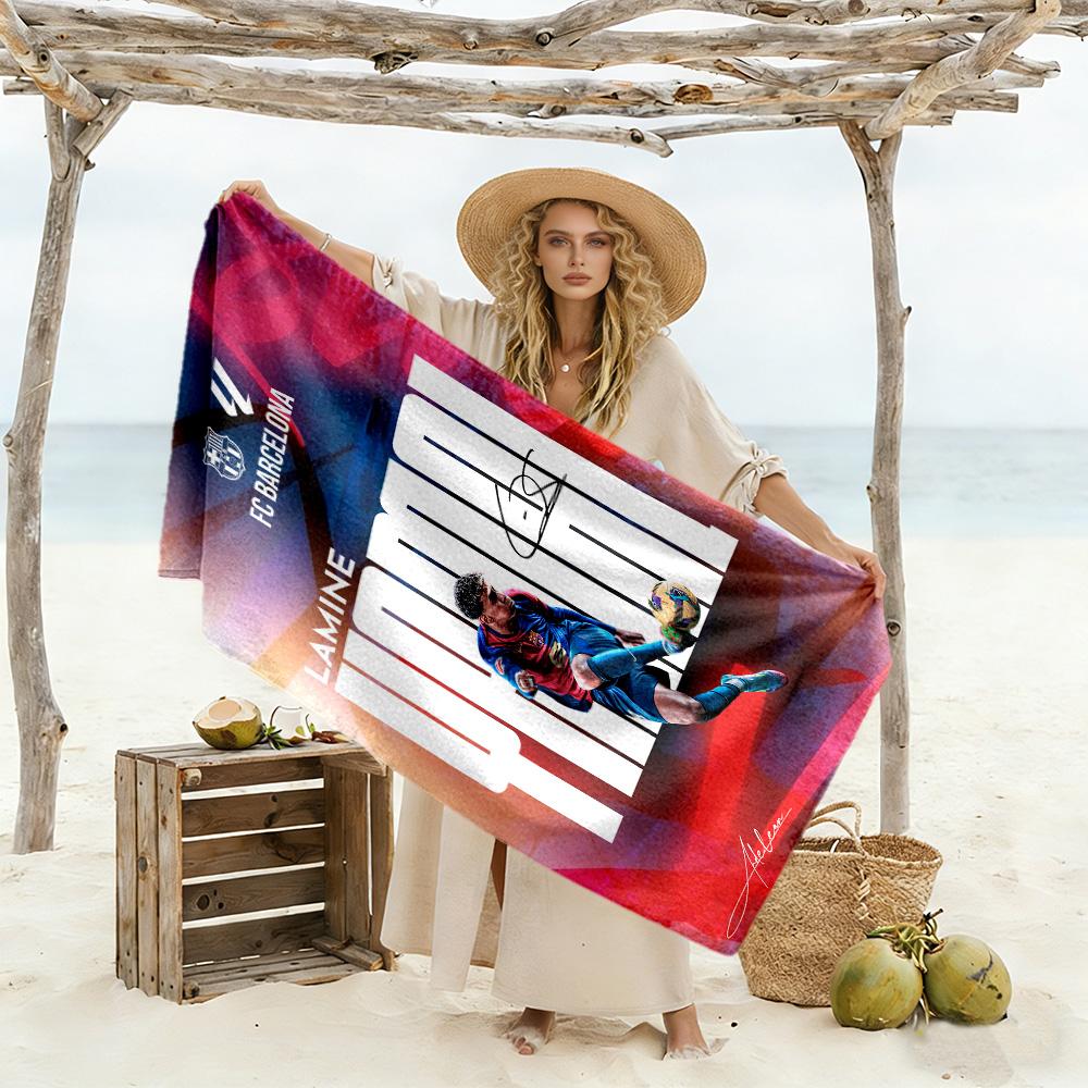 Lamine Yamal Victory Celebration Moment Beach Towel High Absorbency & Quick-Dry Comfortable Lightweight Suitable for Swimming, Gym, Camping, Yoga Vaca