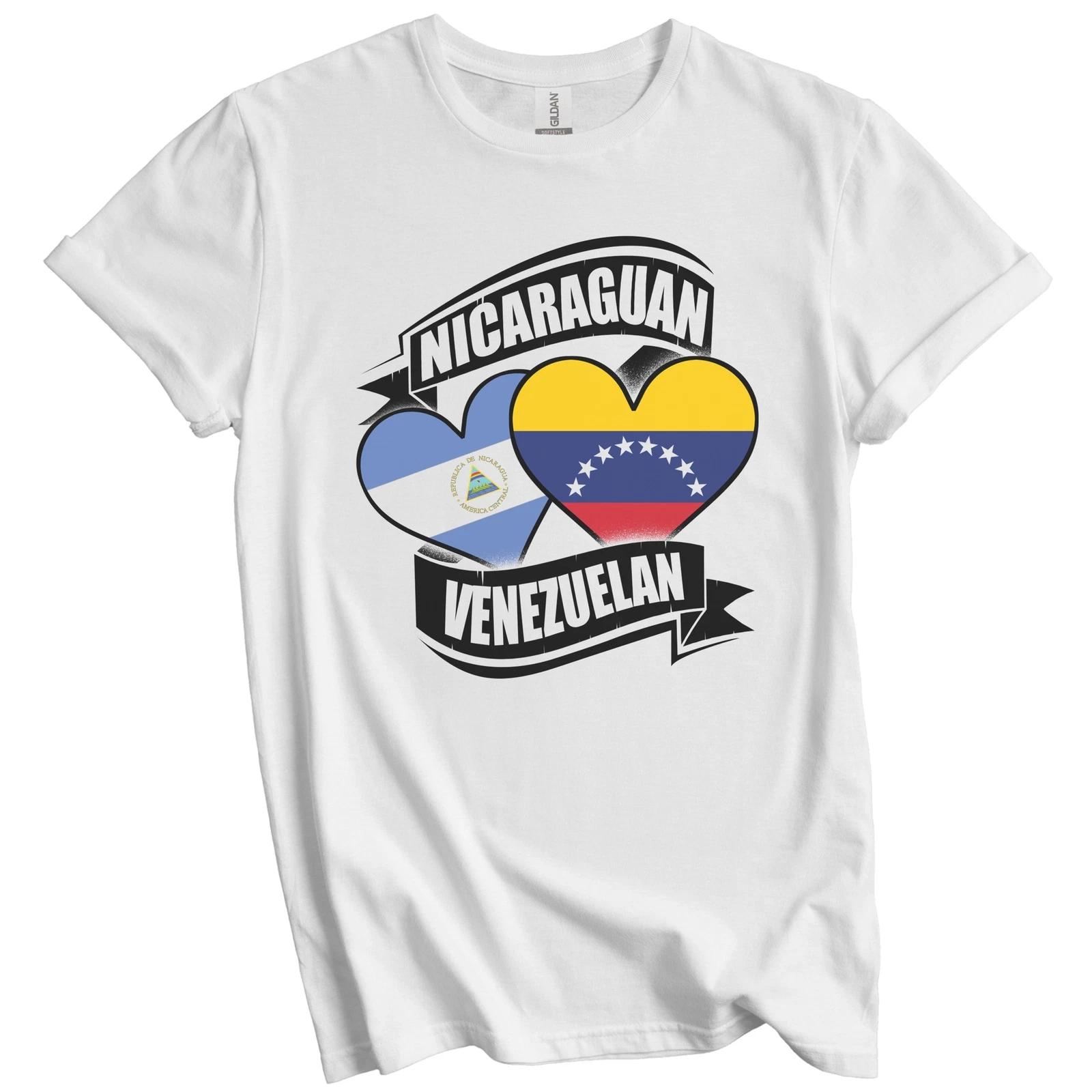 Nicaraguan Venezuelan Hearts Nicaragua Venezuela Flags T-Shirt S
