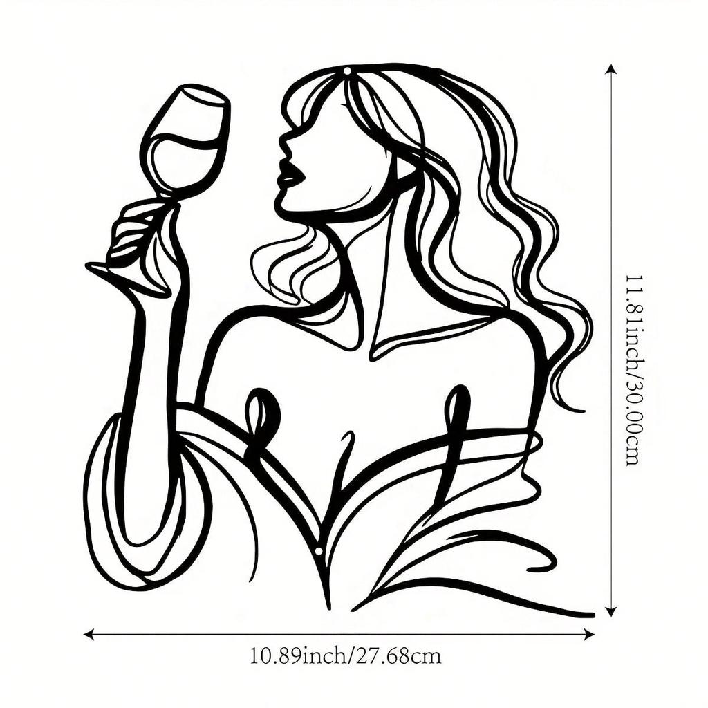 Elegant Metal Wall Art Female Sculpture Indoor Outdoor Modern Decor Minimalist Home Living Room