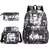 Large Capacity Schoolbag with Shoulder Strap; Student Three-piece Pencil Case Set