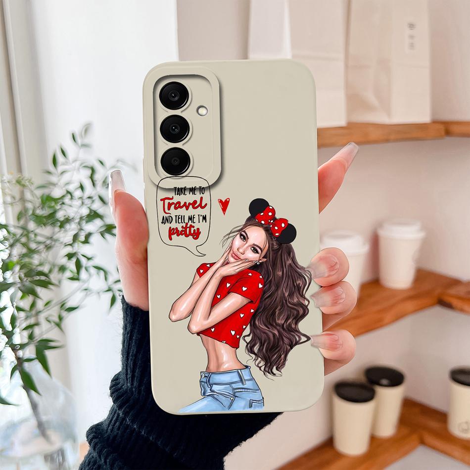 For Samsung Galaxy A37 A57 A17 A07 Phone Case Cute Astronaut Smooth Liquid Silicone Full Coverage Anti Drop Soft Durable Bumper