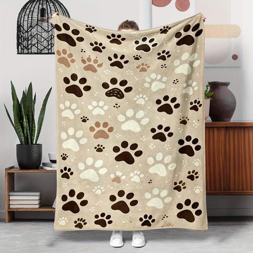 Dog Paw Print Fleece Blanket Cute Animal Pattern Soft Cozy Throw Home Decor for Living Room or Bedroom Gift for Pet Lovers40x60