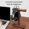 Walnut Headphone Stand Universal Desktop Holder for Gaming Headsets Solid Wood Craftsmanship with Storage Base