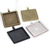 New Fashion 5pcs 25mm Inner Size Antique Silver Plated And Black And Bronze Plated Square Cabochon Base Setting Charms Pendant