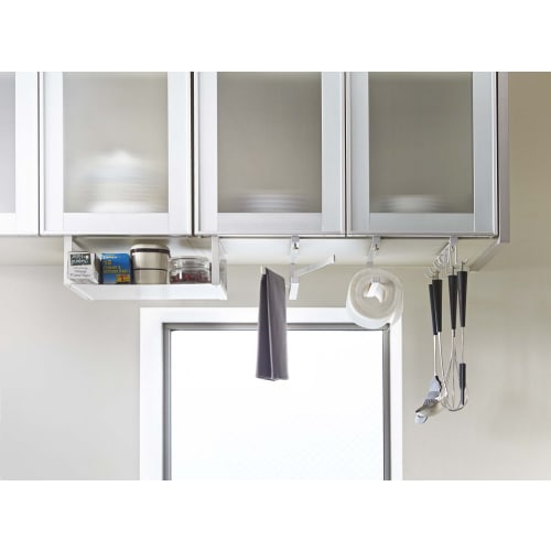 Yamazaki Under-Cabinet Storage Rack, White, Approx. W30.5 x D24 x H12cm, Plate, Kitchen Hanging Shelf, 2443