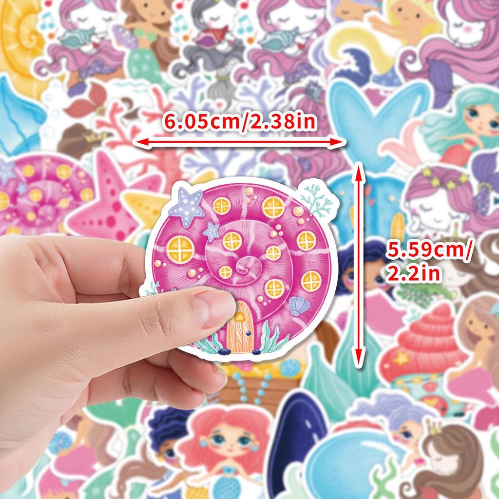 50pcs Waterproof Mermaid Cartoon Stickers for Suitcase, Phone, Notebook, and Journal