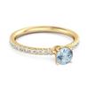 Blue Topaz Round Soliatire Ring - 925 Sterling Silver Gold Vermeil