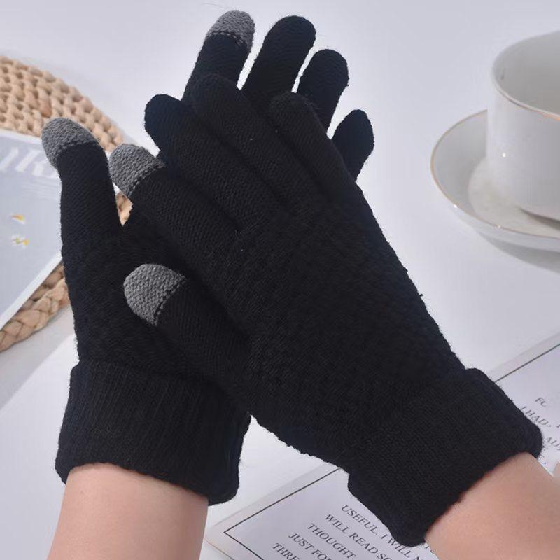 Pineapple Pattern Gloves Female Winter Cute Student Riding Warm Cold Thickened Winter Gloves Combination