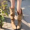 Pointed Toe Women High Boots Designer Fashion Shoes High Heels Chunky Elegant Shoes 2025 Winter Trend Women’s Motorcycle