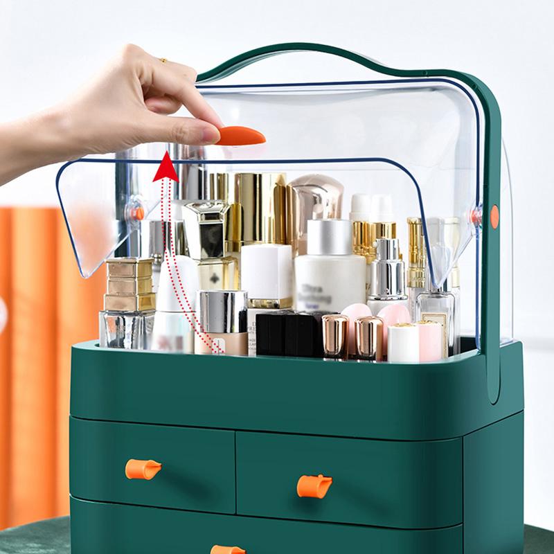 Cosmetics Storage Box Dust-Proof Desktop Makeup Organizer With Drawer For Skin Care Products Household Storage Box Shelf
