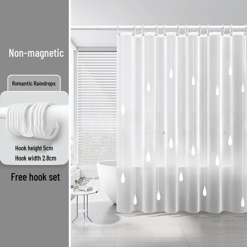 Romantic Raindrop No-Punch Bathroom Shower Curtain