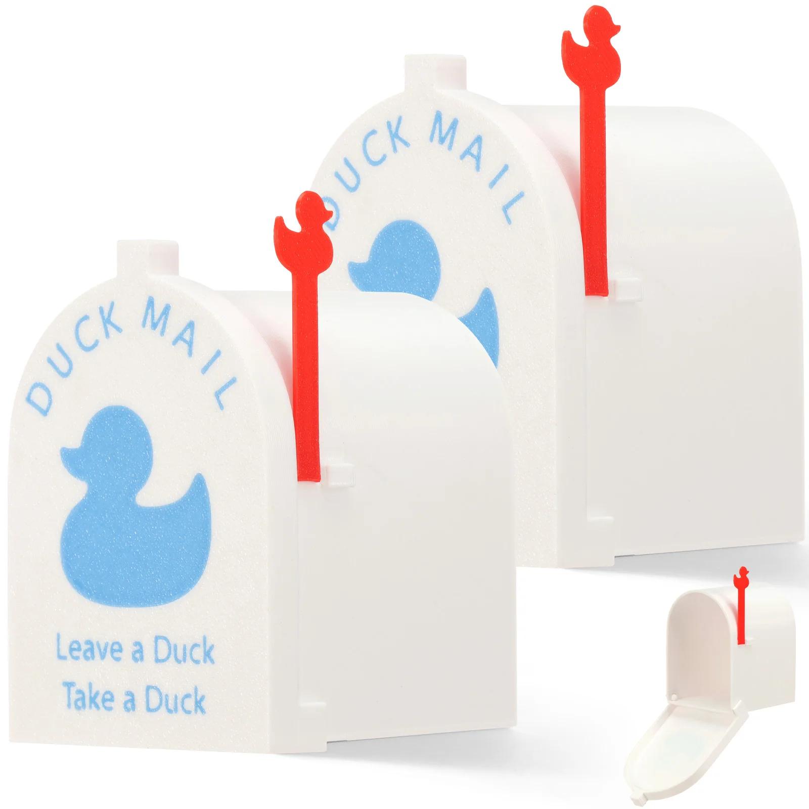 

2Pcs Magnetic Cruising Duck Mailbox Plastic Mini Duck Mailbox Decoration with Movable Flag Fridge Door Funny Stickers Home Dec