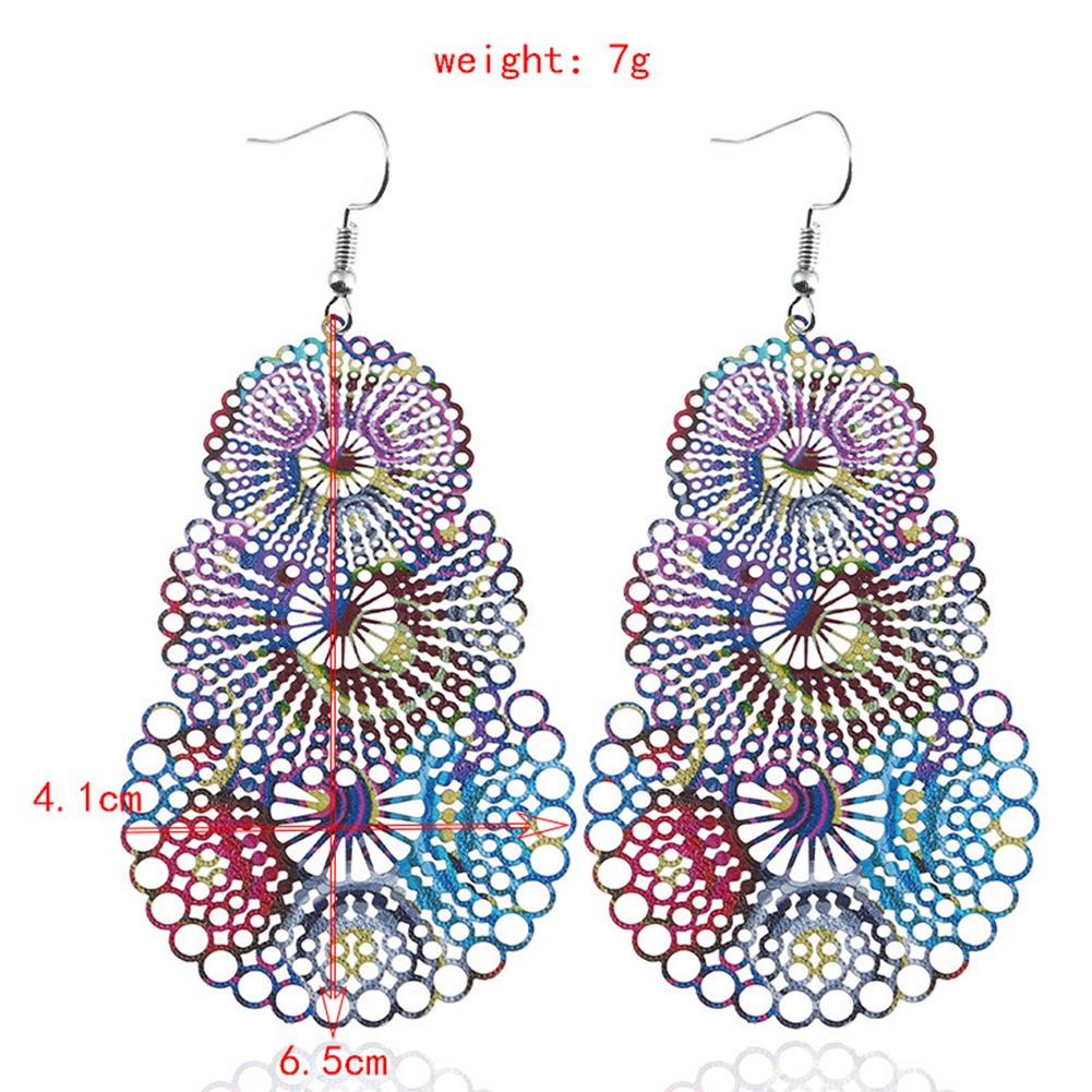 Women Retro Bohemian Style Long Earrings Colorful Wafer Eardrop Ornament