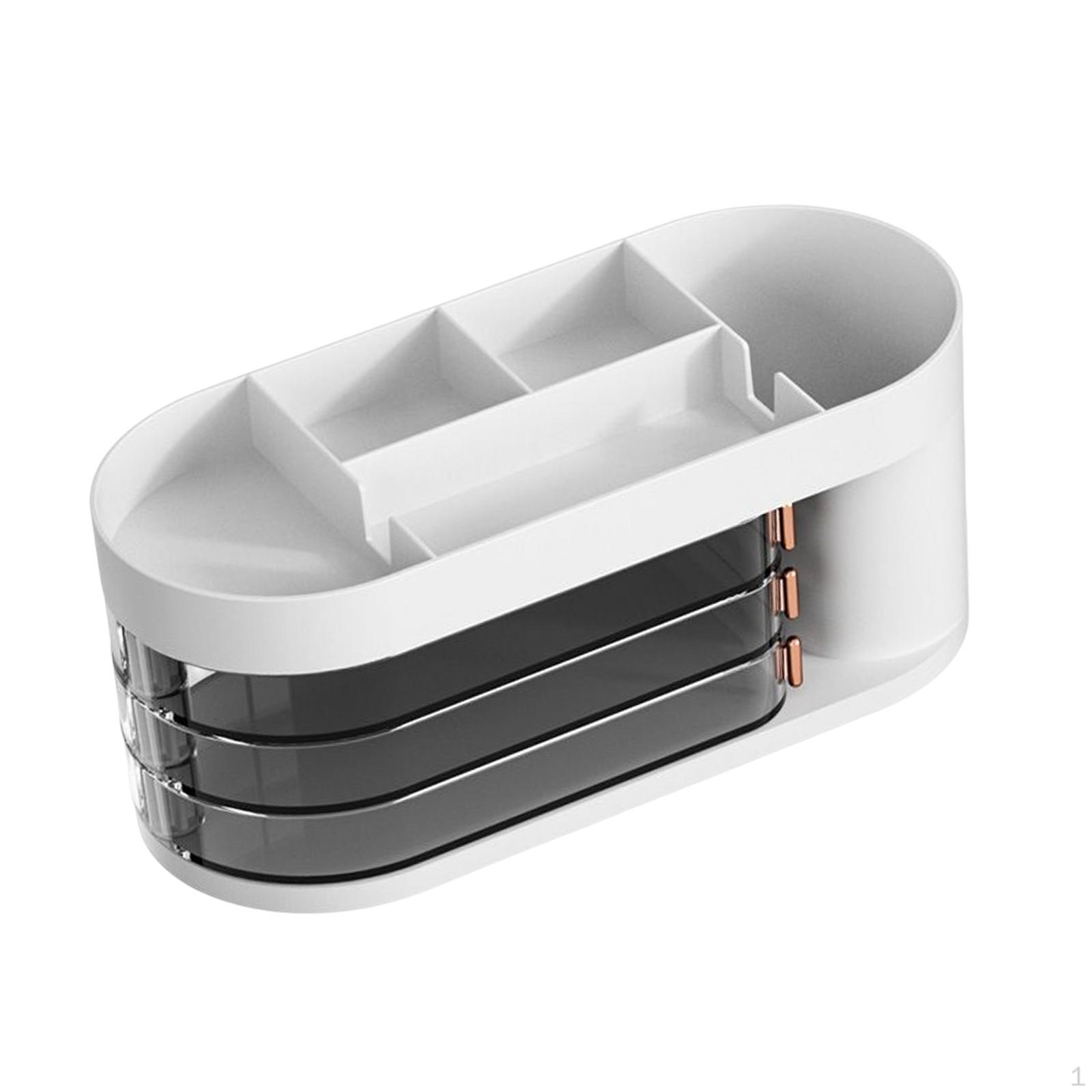 

Настільний тримач для зберігання косметики, Багатофункціональний стильний тримач для олівців, ручок, Прикрашений ювелірними виробами білий