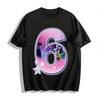 Anime Character Print Number 6 T-shirt Trendy Casual Unisex Top For Daily Wear Anime Fans Gift Pure Cotton T-shirt